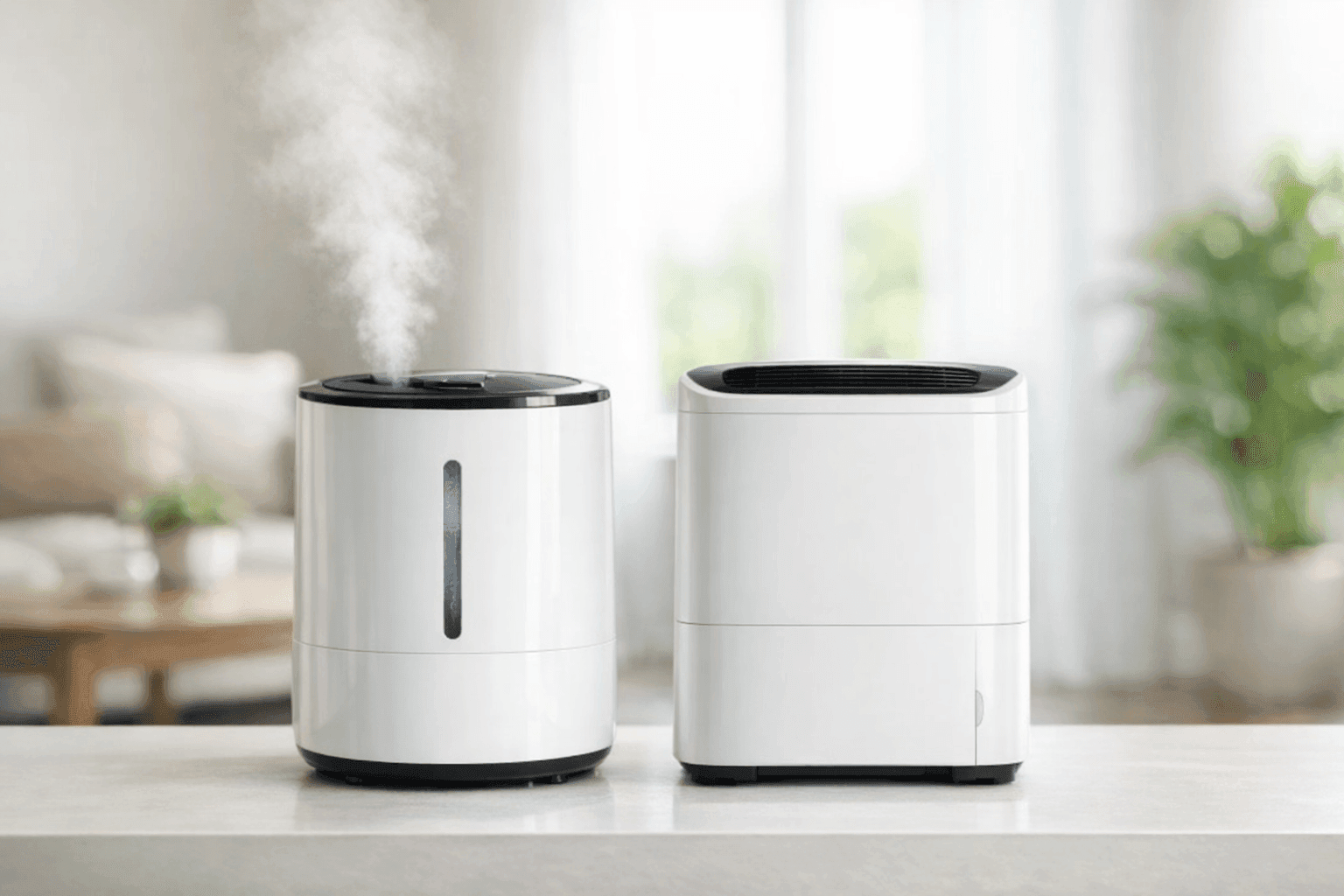 Humidifier and dehumidifier in modern living room